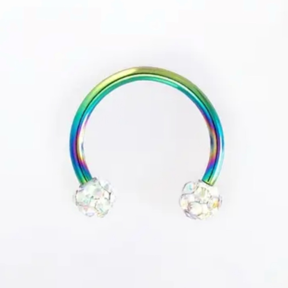 Rainbow CZ Horseshoe Septum Ring